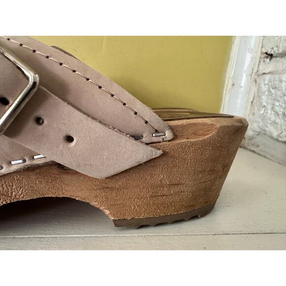 Mia Alma Classic Clogs Wooden Platform Oatmeal Leather sz 36 - Picture 5 of 16